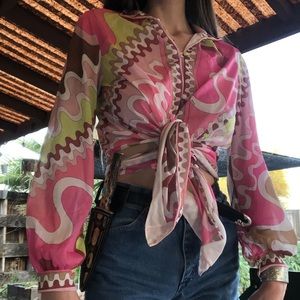 Vintage Emilio Pucci Designer Silk Blouse Shirt